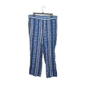 Argee Design Studio Striped Floral Bohemian Pants Front Tie Size XL 100% Rayon